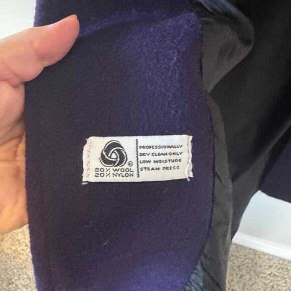 EUC VTG 80s Billi Billycoat Purple Wool Blend Long Overcoat Power Dressing Coat - Picture 10 of 12